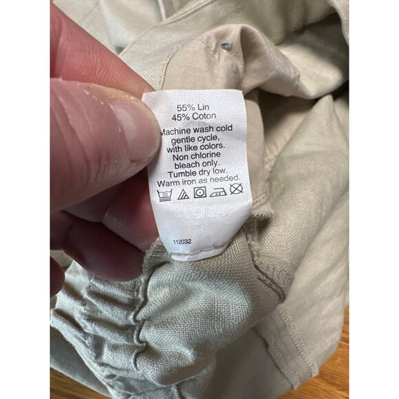 J. Crew Womens Beige Linen-Blend With Elastic Waist & Tie Belt Ankle Pants Sz 12 - Picture 8 of 10